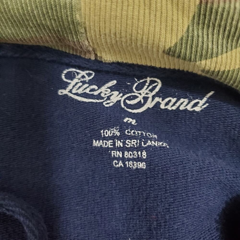 Lucky Brand Zip Up Hoodie with Contrast Camo Hood Lining Casual MEDIUM - Picture 7 of 9